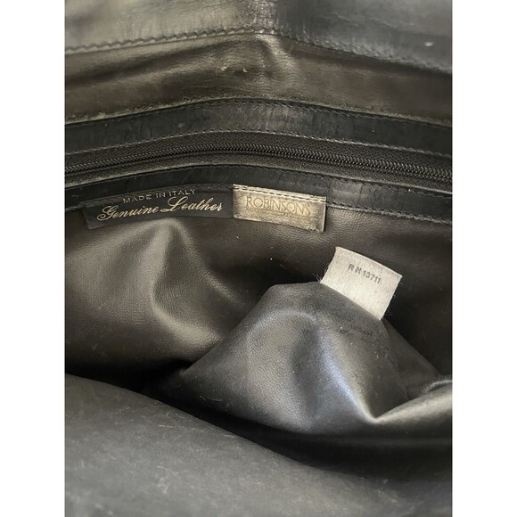 Vintage Robinson’s‎ Crescent Crossbody Genuine Leather Black Purse Made In Italy - Picture 2 of 16